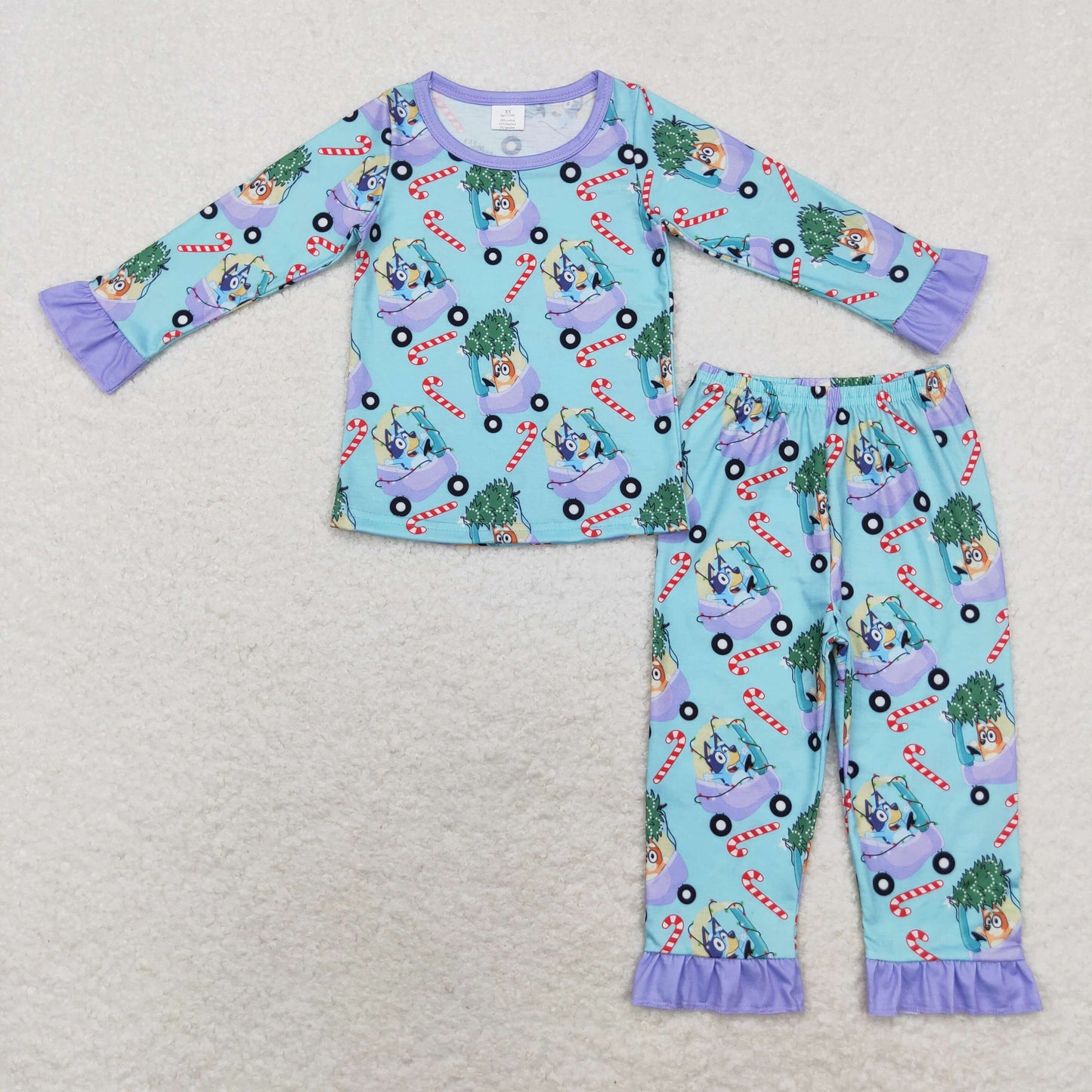Baby Girls Christmas Dogs Candy Top Pants Bamboo Pajamas Set