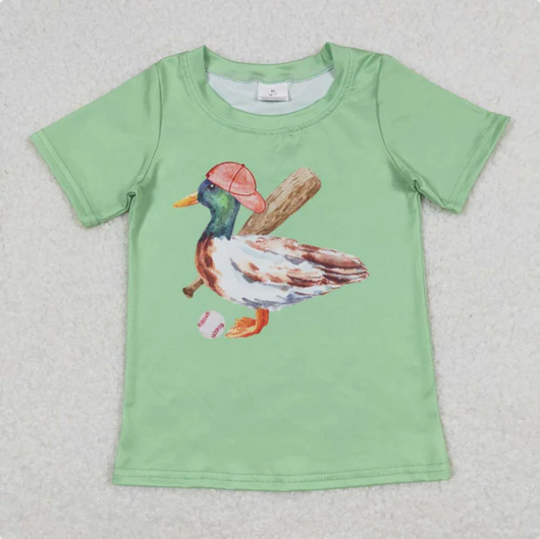Baby Boys Green Short Sleeves Baseball Duck Shirts Top