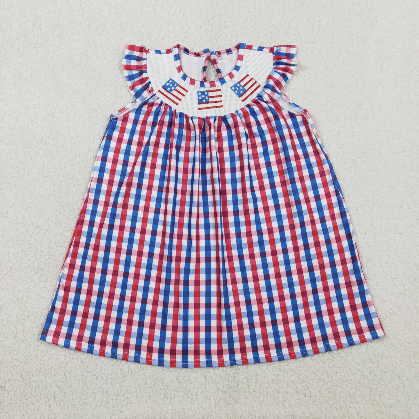 GSD3506 Baby Girls July 4th Flage Smocked Dress