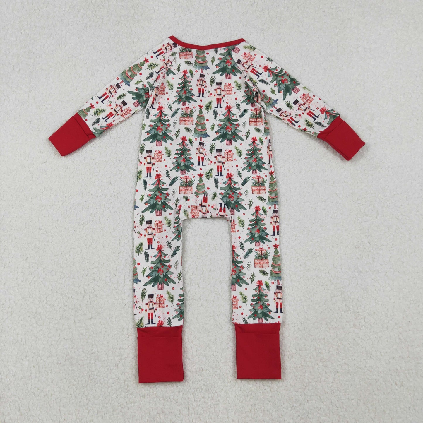 Baby Girls Christmas Tree Long Sleeve Footie Zippy Romper