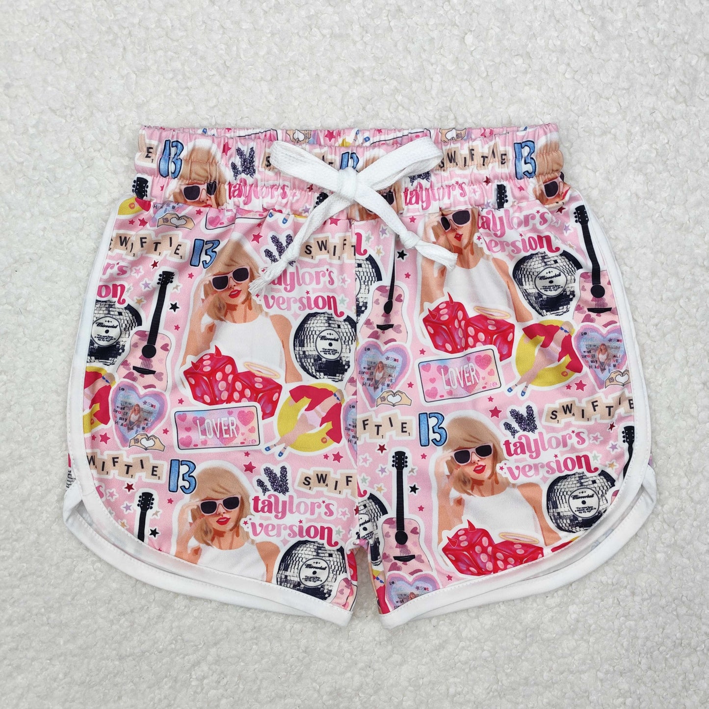 Baby Girls Peach Singer Print Summer Shorts