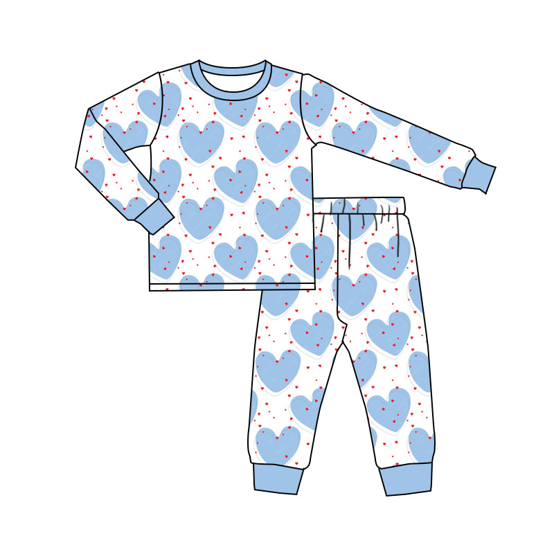 Baby Boys Pajama Blue Heart 5 MOQ Preorder