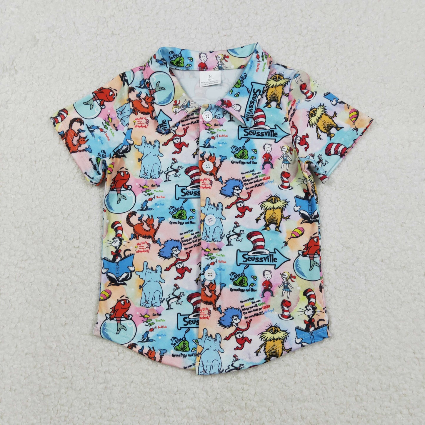 BT1461 Baby Boys Cartoon Cats Elephant Shorts Polo Shirt Top