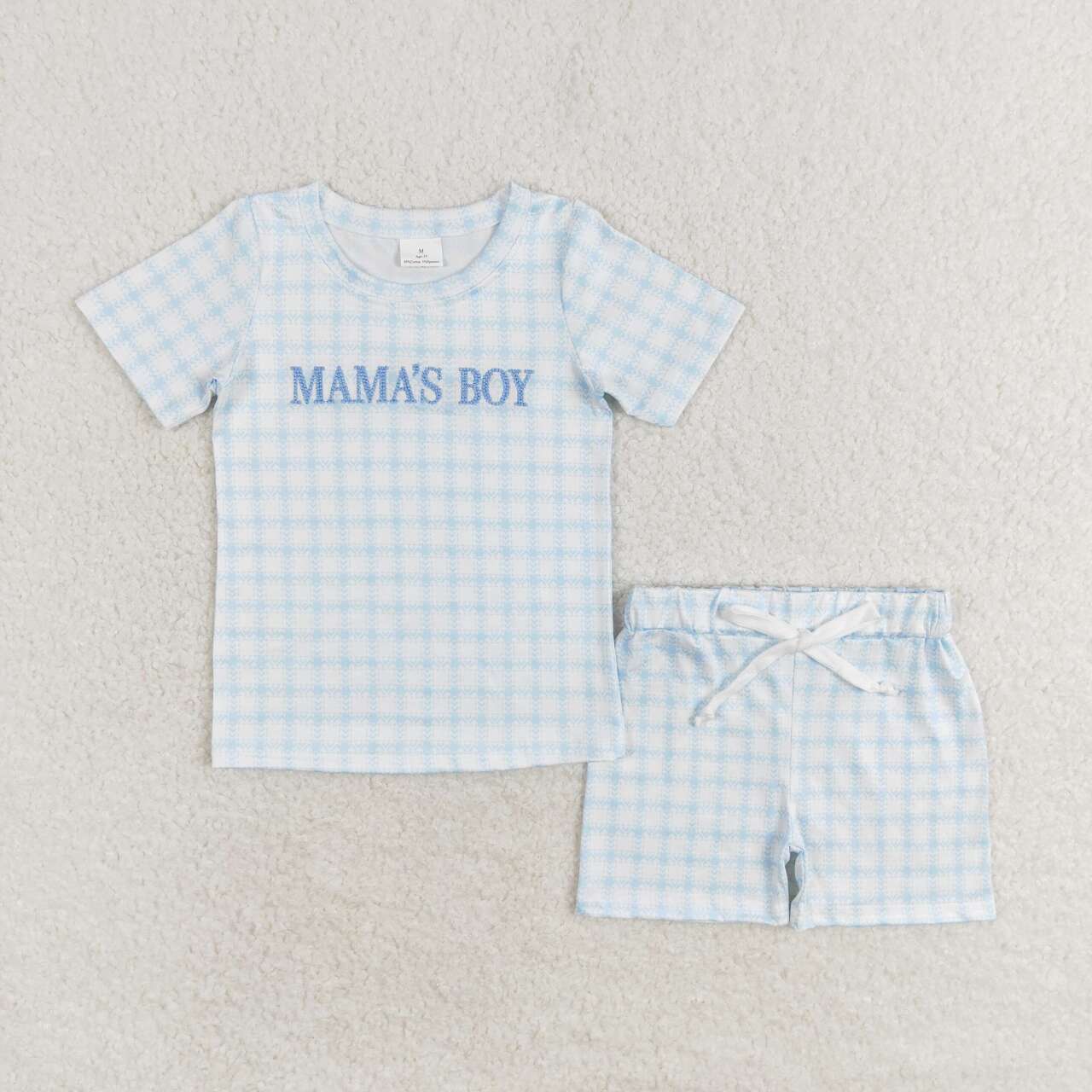 Mama's Boy Blue Gingham Shorts Set