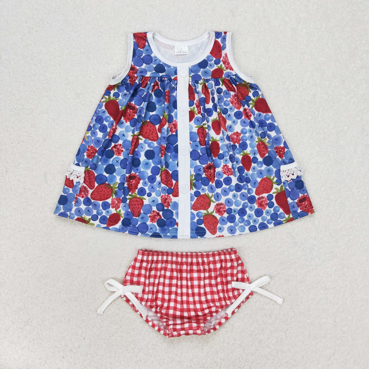 Newborn Baby Girls Blueberry strawberry Bummie Set