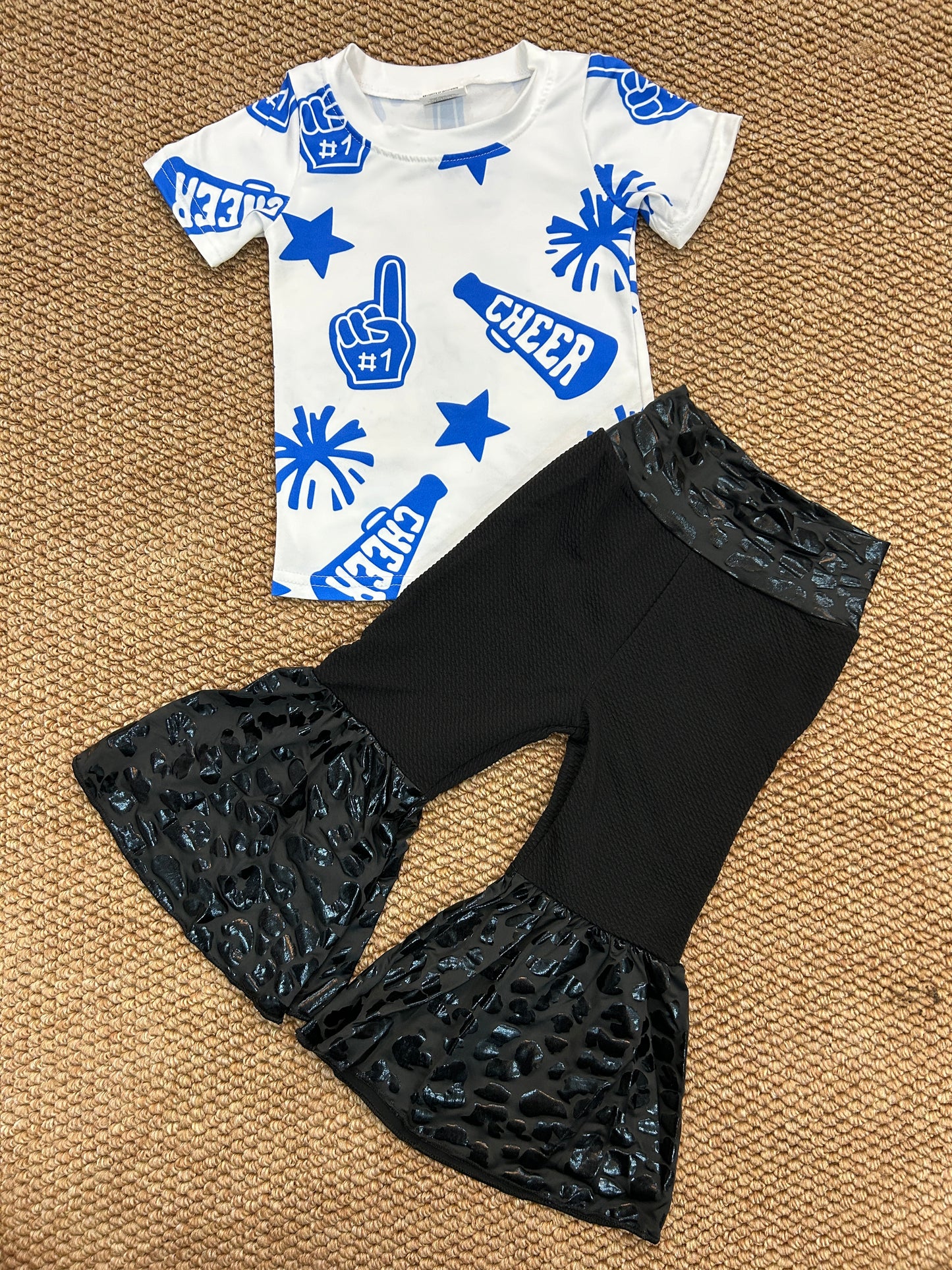 Baby Girls Football Cheer Top Black Pants Set