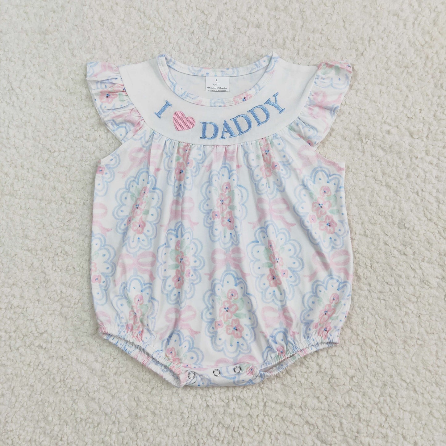 I Love Daddy Floral Bubble Romper
