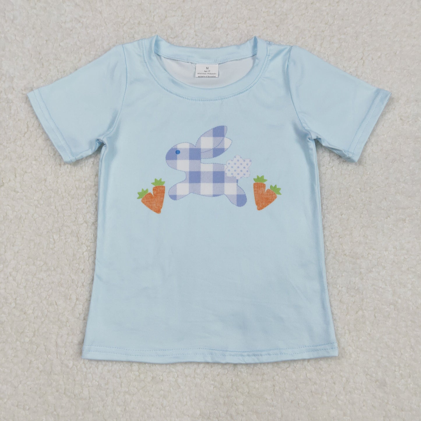 Baby Boys Blue Short Sleeves Carrots Bunny Easter Shirts Top