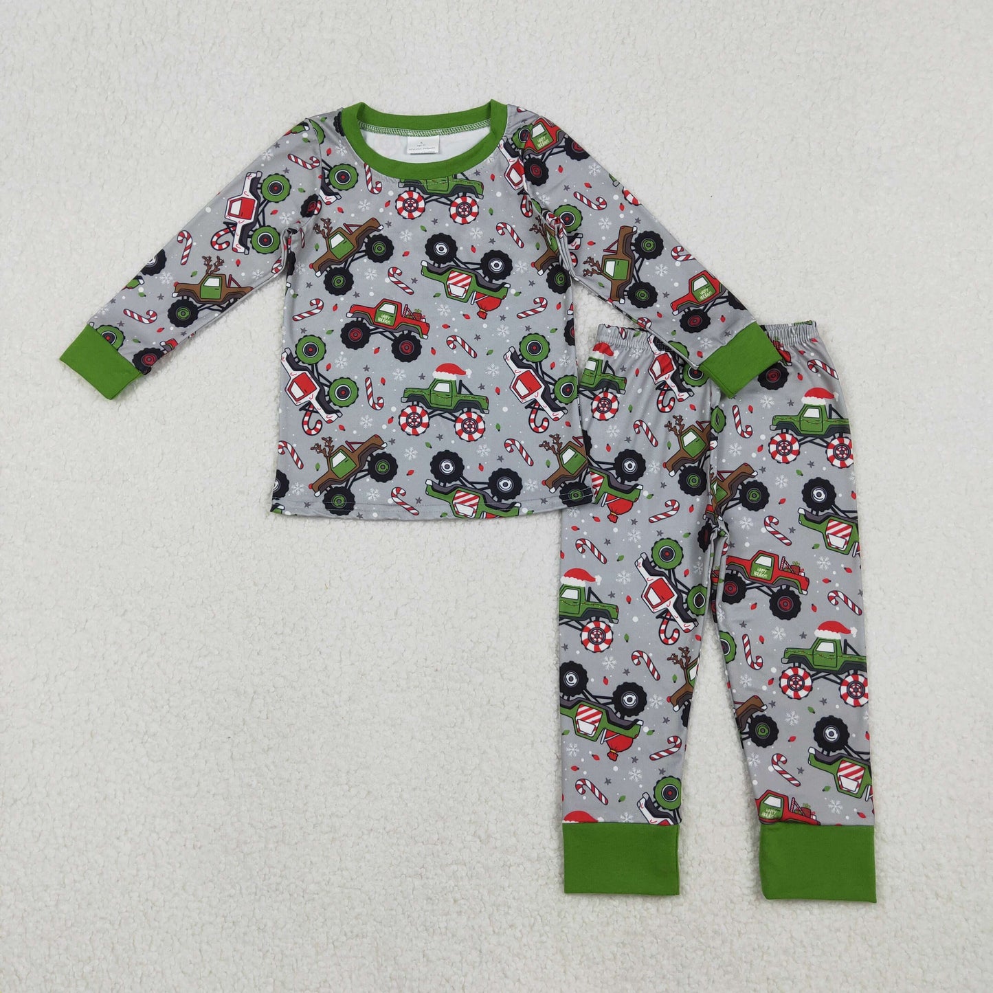 Kids Boys Christmas Truck Long Sleeve Pajama Set