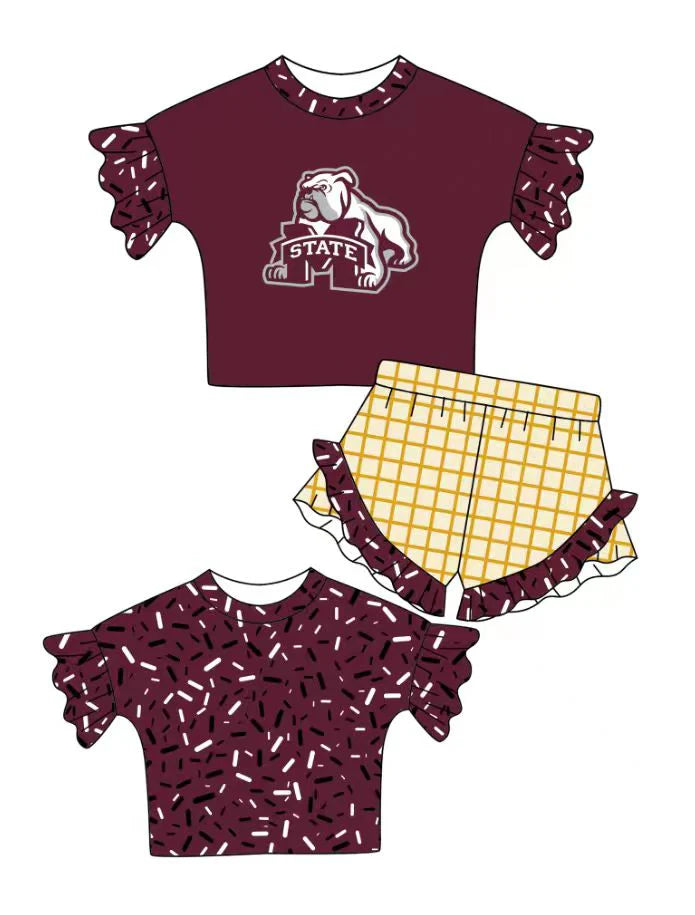 Preorder , 5 MOQ , Baby Girls Sport Team State Shorts Outfit