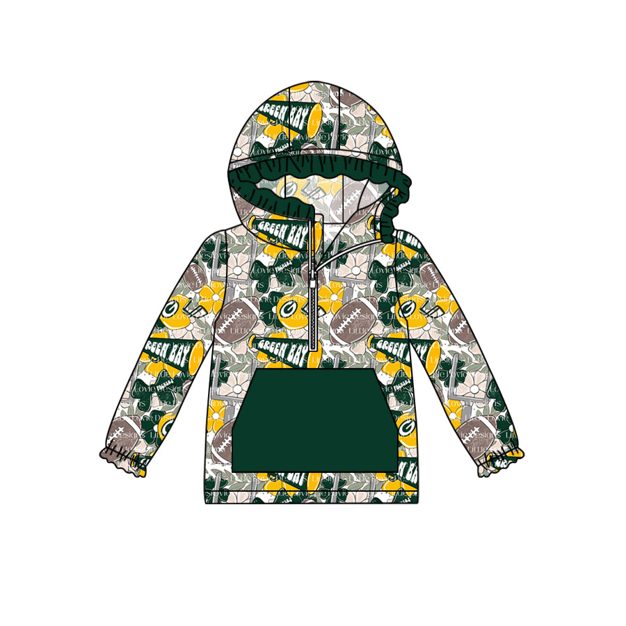 Baby Girls Sport Team Green Hoodie Top Preorder 3 MOQ