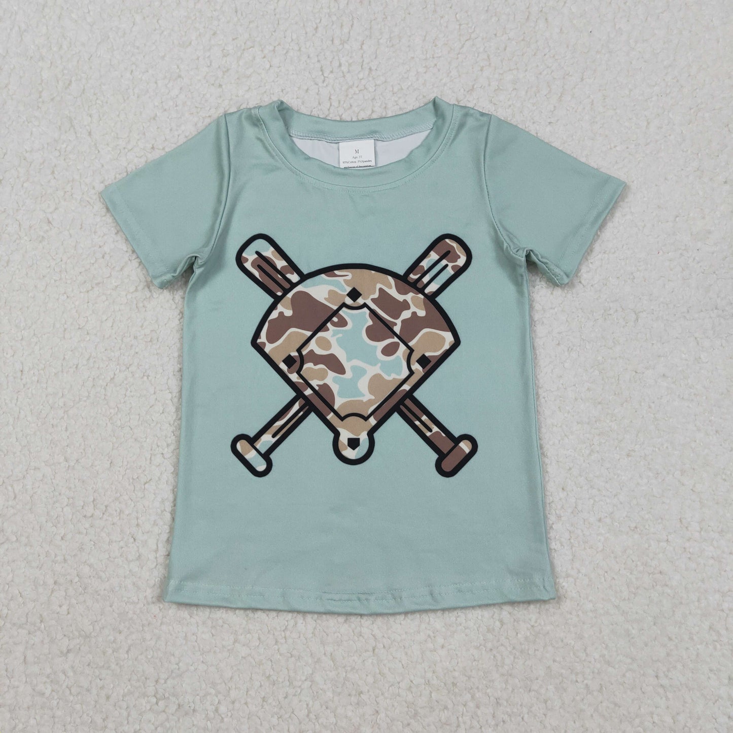 BT1422 Baby Boys Basebll Blue Camo Short Sleeve T-shirt Top