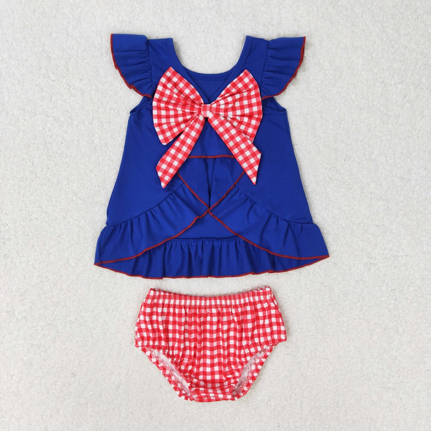 Baby Girls July 4th Flag Bummie Set
