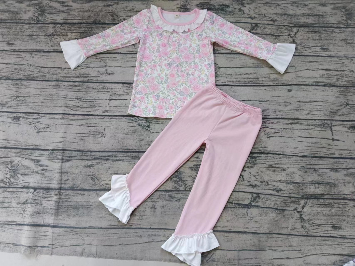 Kids Girls Floral Top Pink Lggings Set Dealine Time : April 4th Pre order