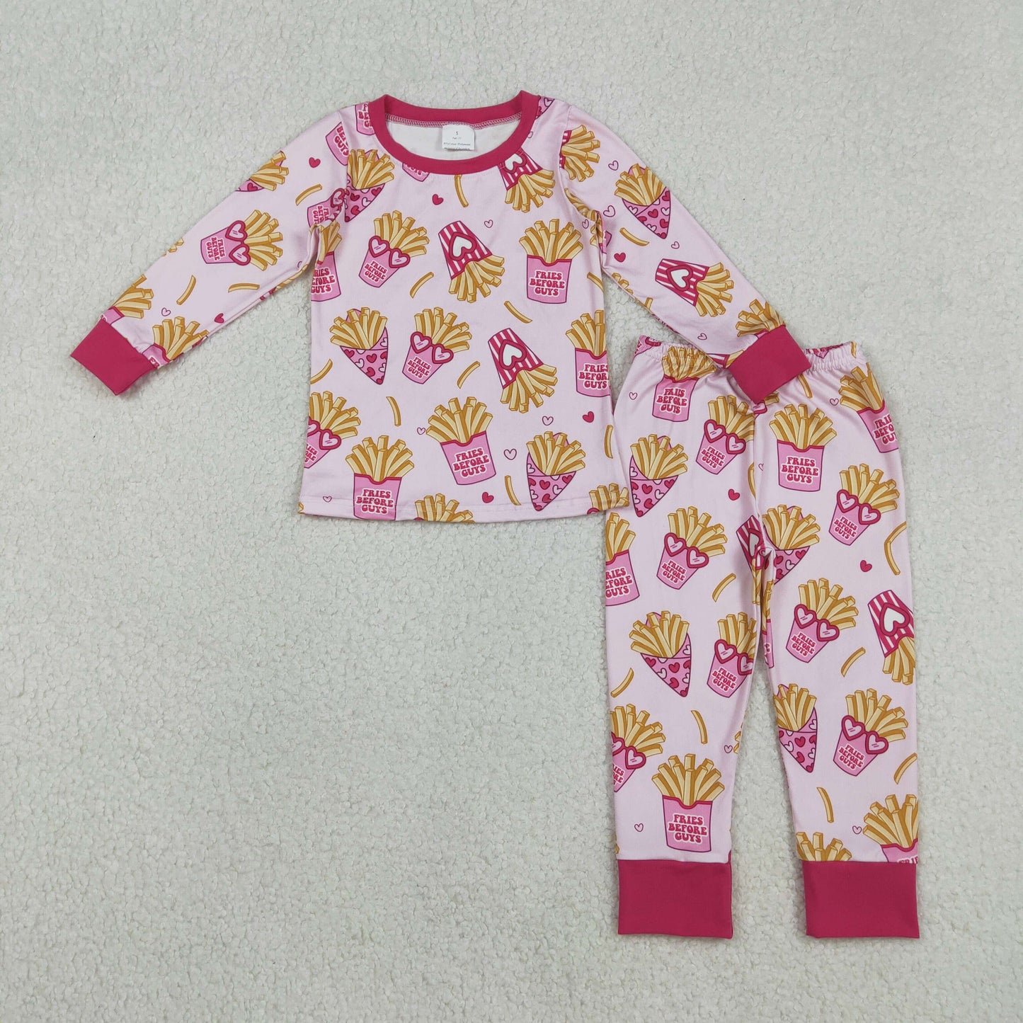 Kids Girls french fries long sleeve pajama set