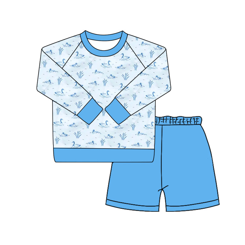 Preorder , 5 MOQ Baby Boys Duck Top Blue Shorts Set