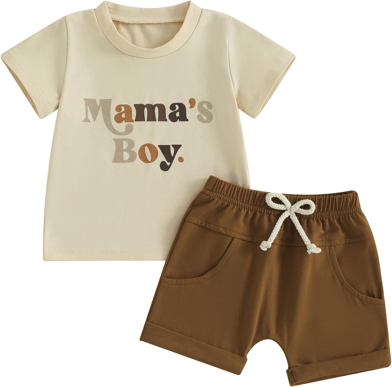 5 MOQ Summer Mama's Boy Brown Color Shorts Set