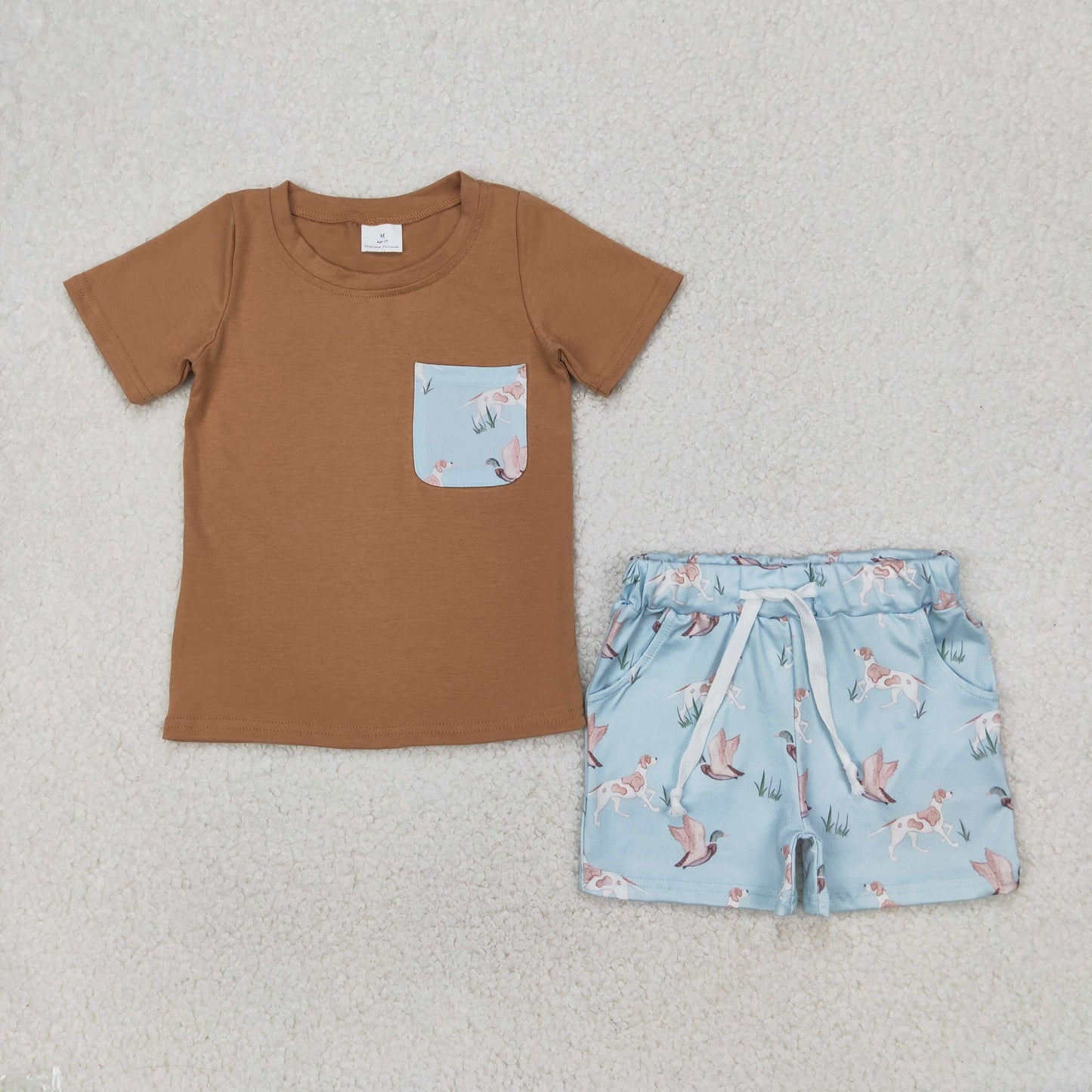BSSO1420 Baby Boys Hunting Duck Dog Shorts Outfit