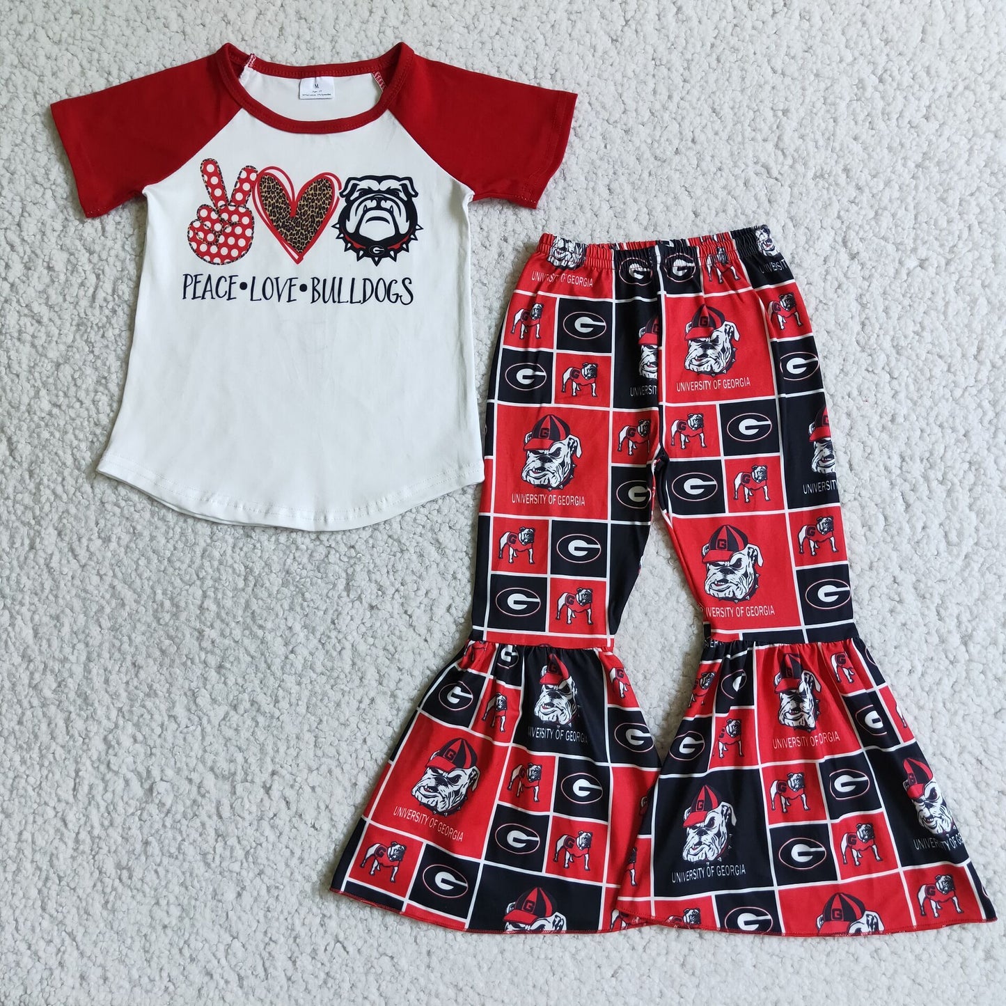 Baby Girls Sport Team Outfit Peace Love Bulldogs