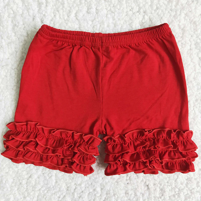 A16-23 Baby Girls Red Cotton Icing Shorts