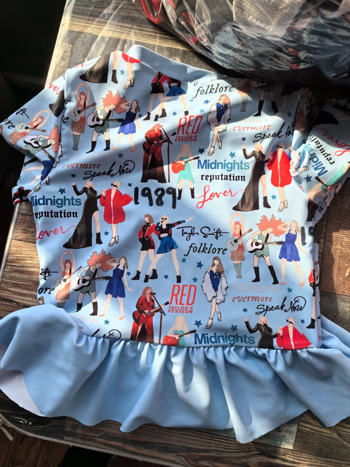 S0295 Baby Girls Pop Singer Long Sleeve Blue Color Two Pieces Swimsuit Set