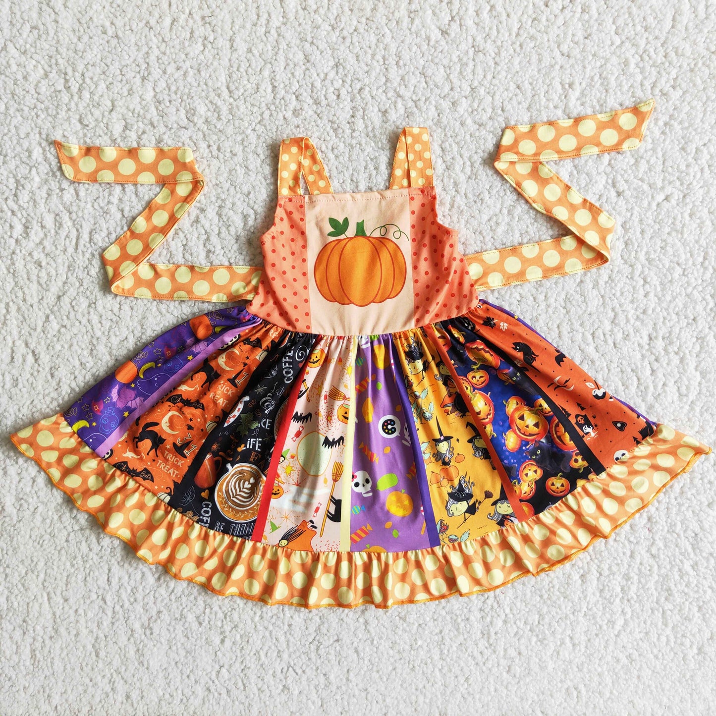 B8-1 Kids girls pumpkin twirl dress