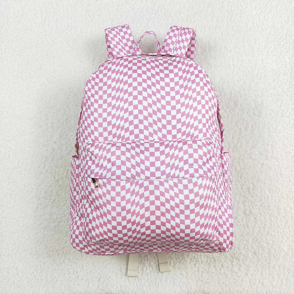 USA Shop Baby Kids Girls Pink Checkered Backpack Zip School Bags