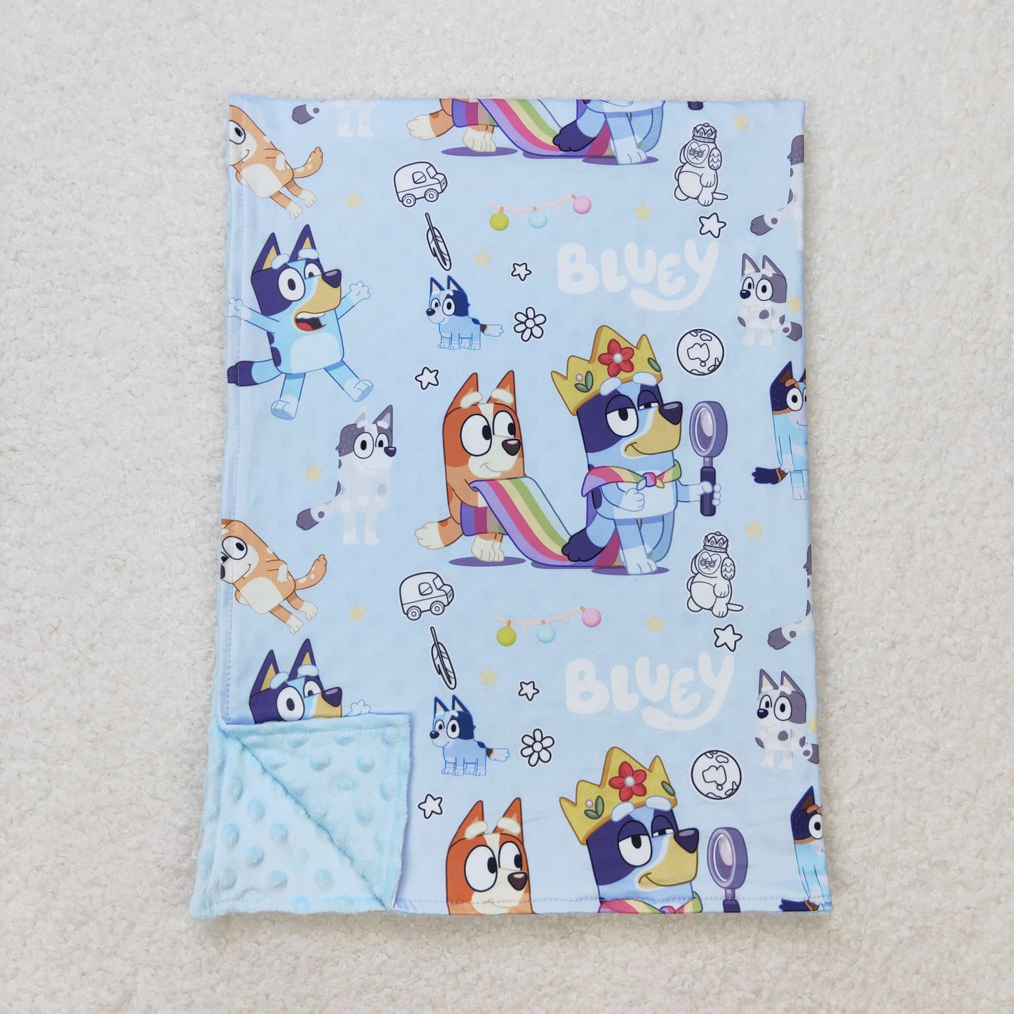 Cute Baby Girls Cartoon Blue Dog Blanket