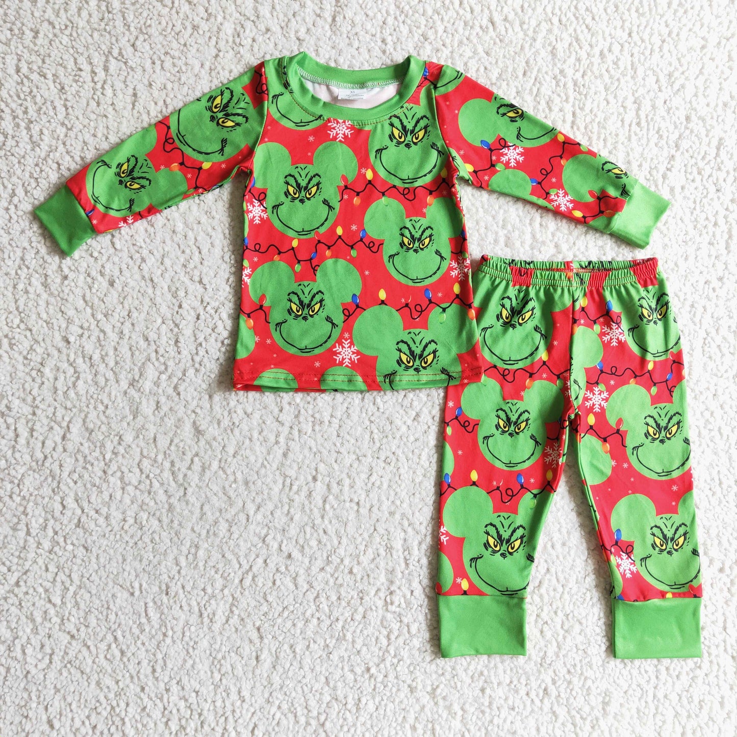 Baby Boys Clothes Green Cartoon Long Sleeve Pajama Set