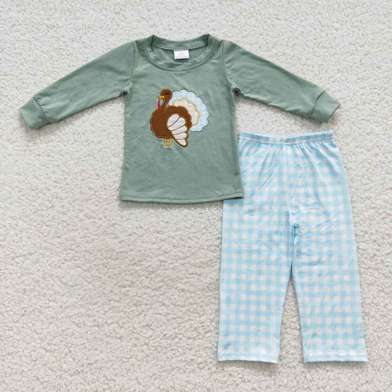 Boys Embroidery Thanksgiving Turkey Outfit
