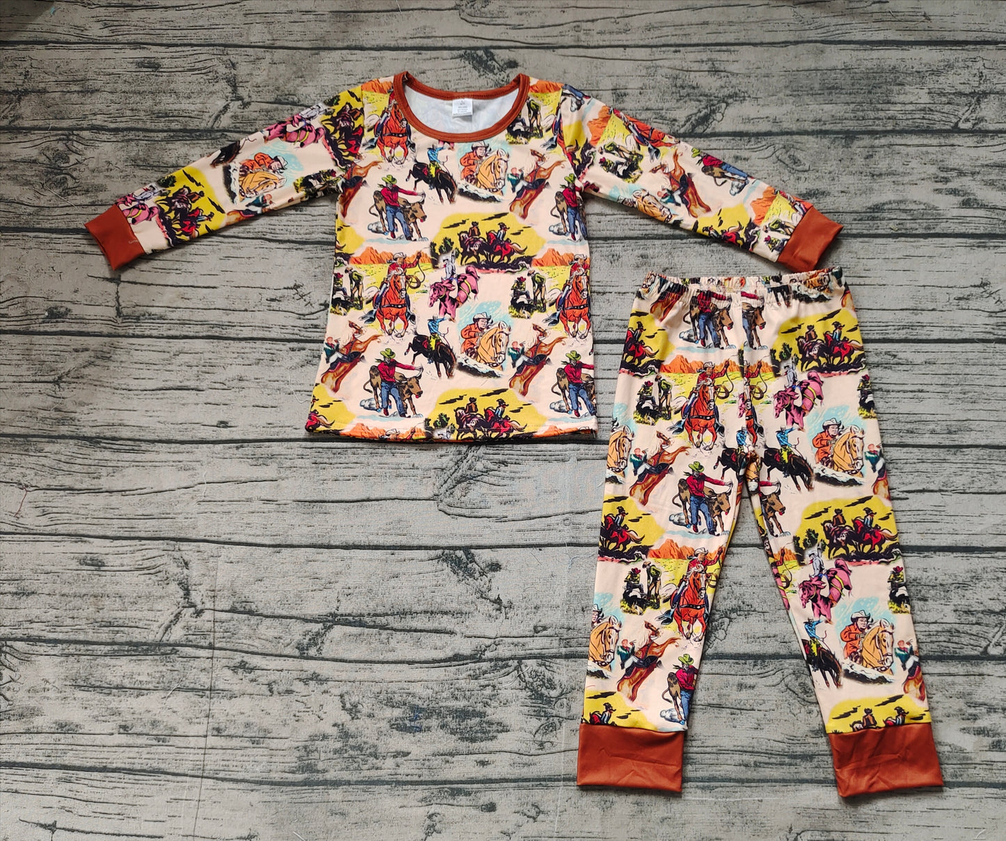Kids Boys Western Long Sleeve Pajama Set