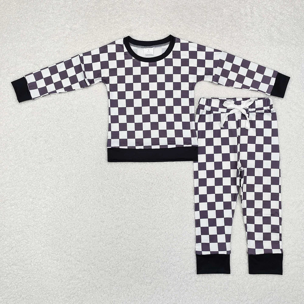 Sibling Baby Boys Checked Shirt Pants Pajama Set