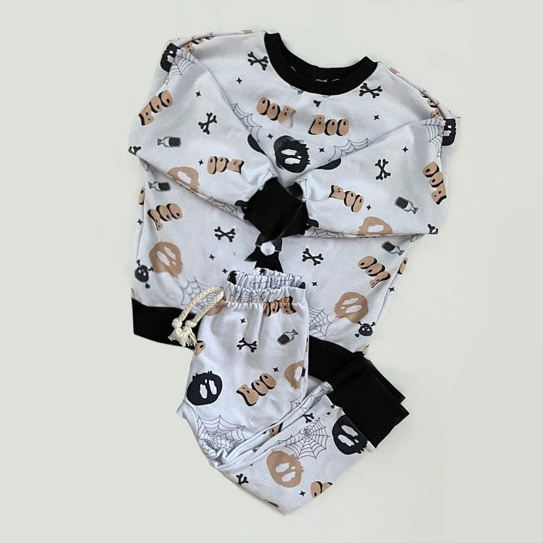 BLP0788 Baby Boys Halloween Boo Long Sleeve Pajama Set Pre-order