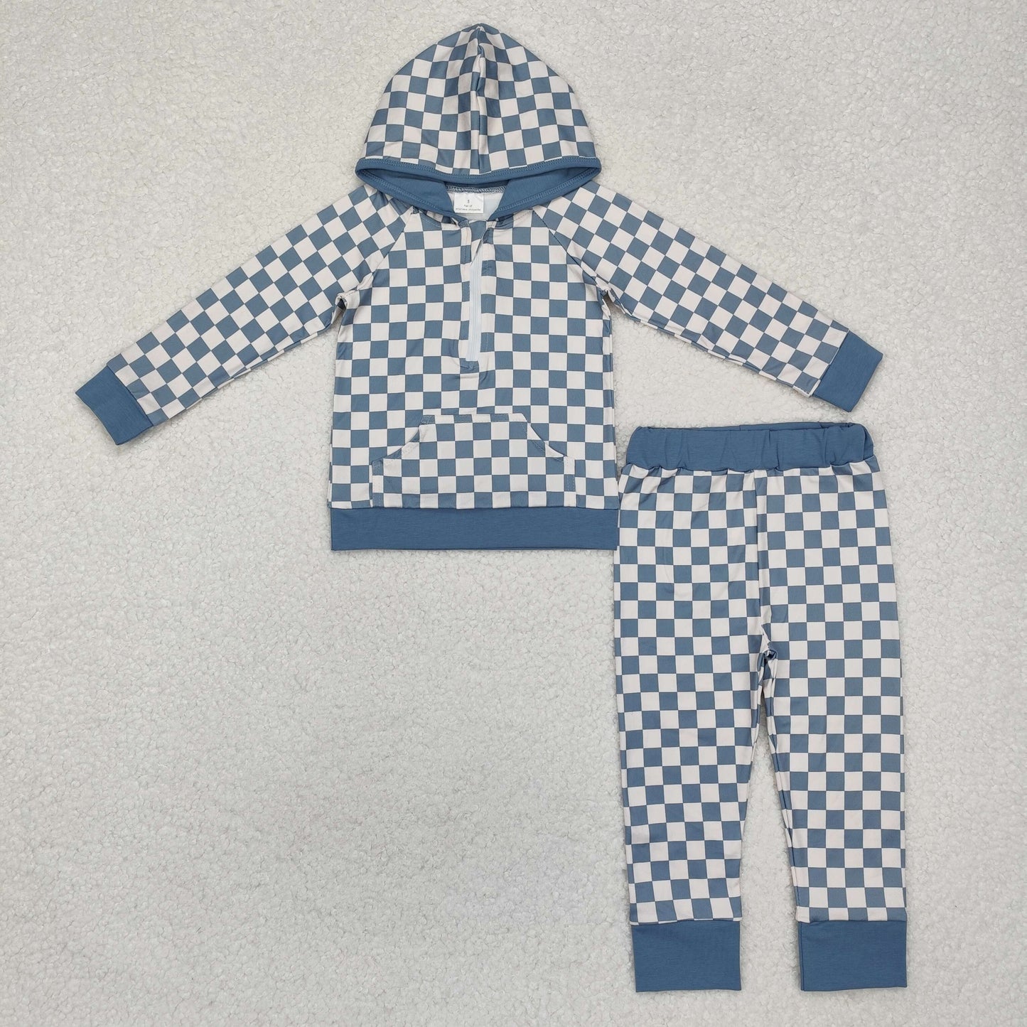 Baby Boys Checker Hoodie Top pants Outfit