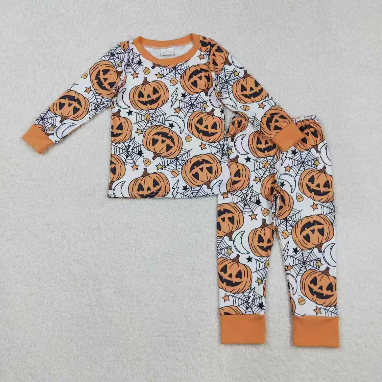 Sibling Baby Girls Halloween Pumpkin Dress and Romper