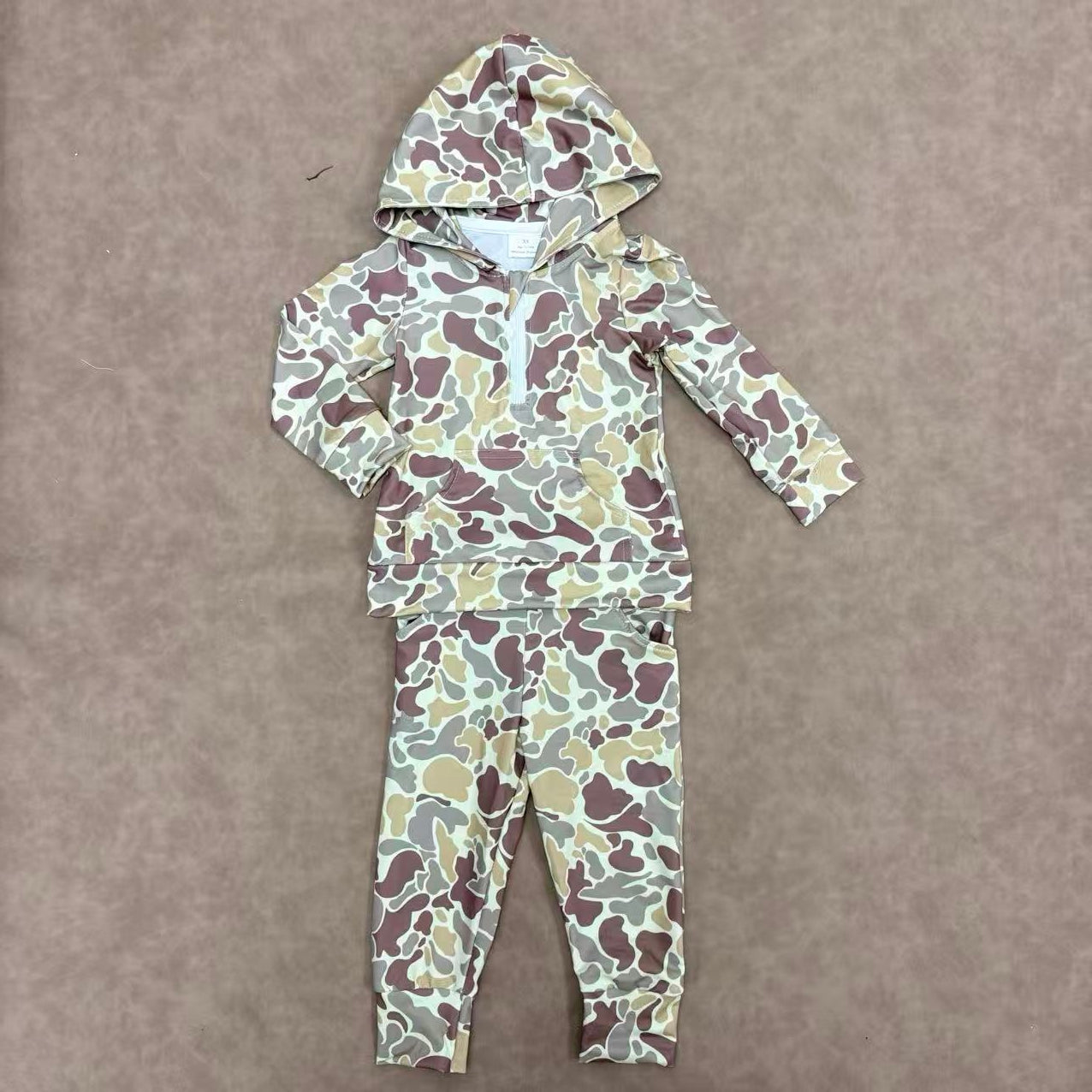 Toddler Boys Sibling Hunting Camo Hooded Top +Jogger Set