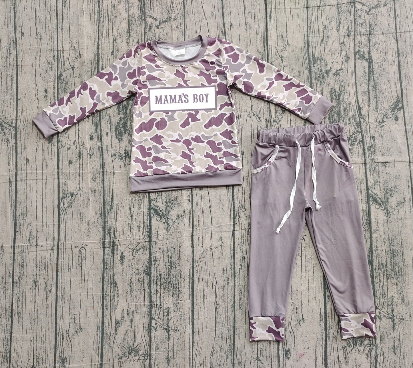 BLP1333 Mama's Boy Camo Long Sleeve Jogger Set Preorder