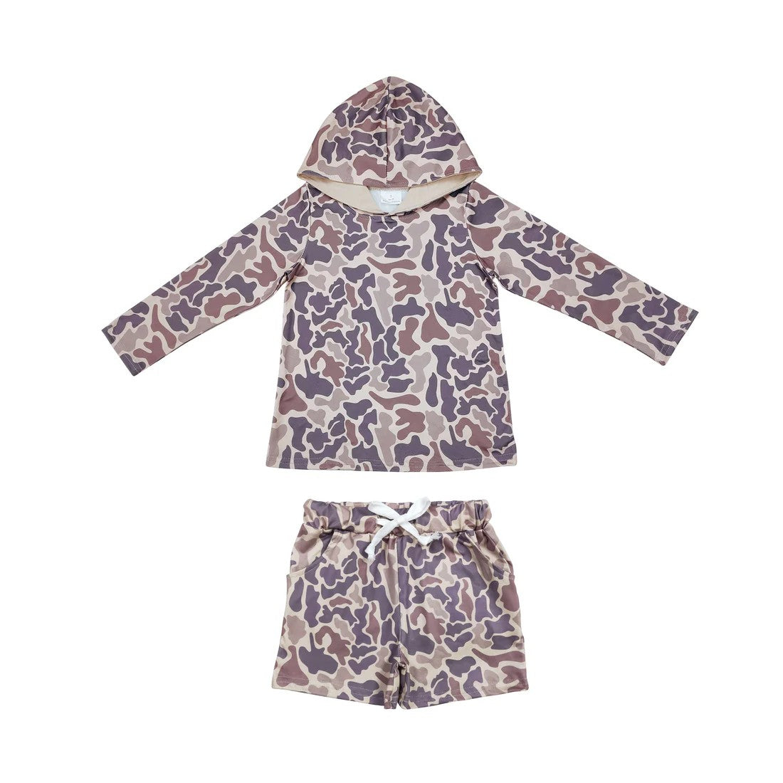 Sibling Baby Boys Camo Ice Cream Drip Hoodie Top With Shorts Outfit