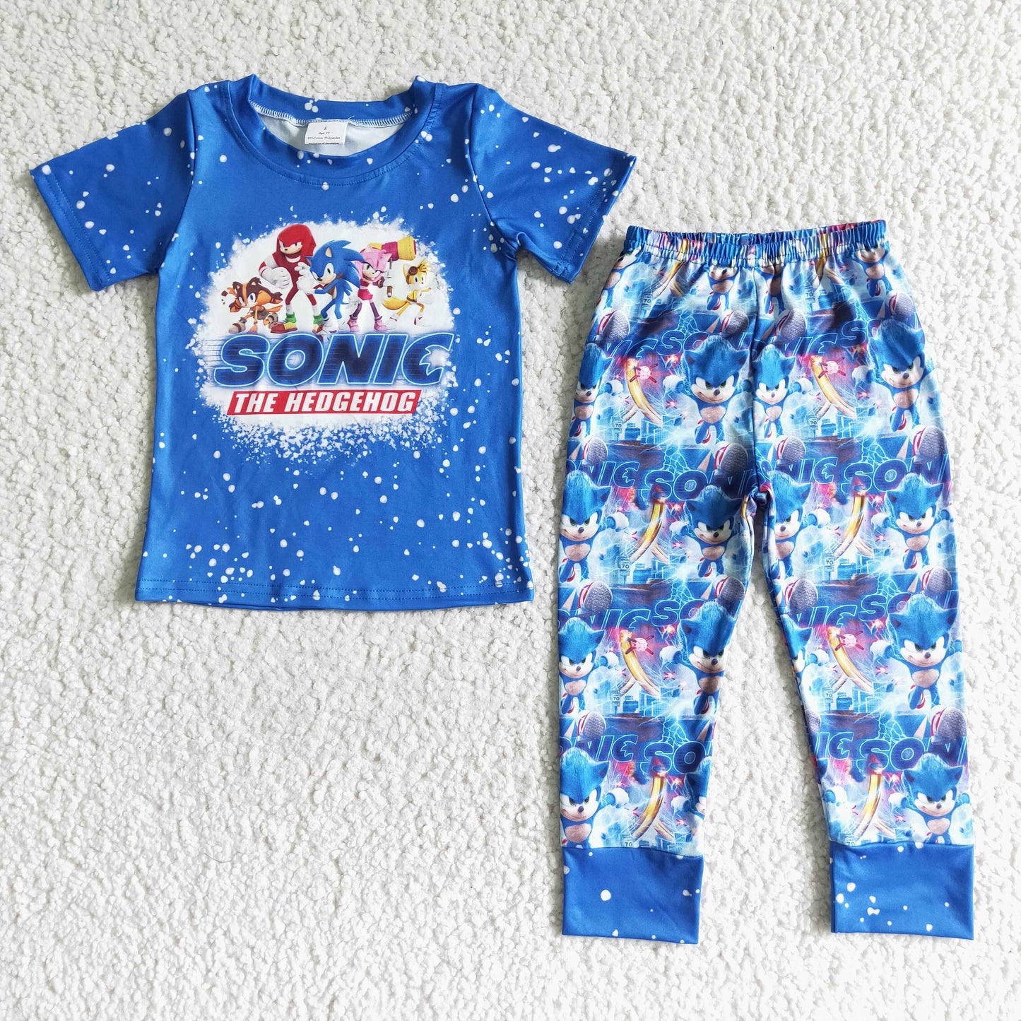 Sibling Baby Cartoon Blue Color Outfit