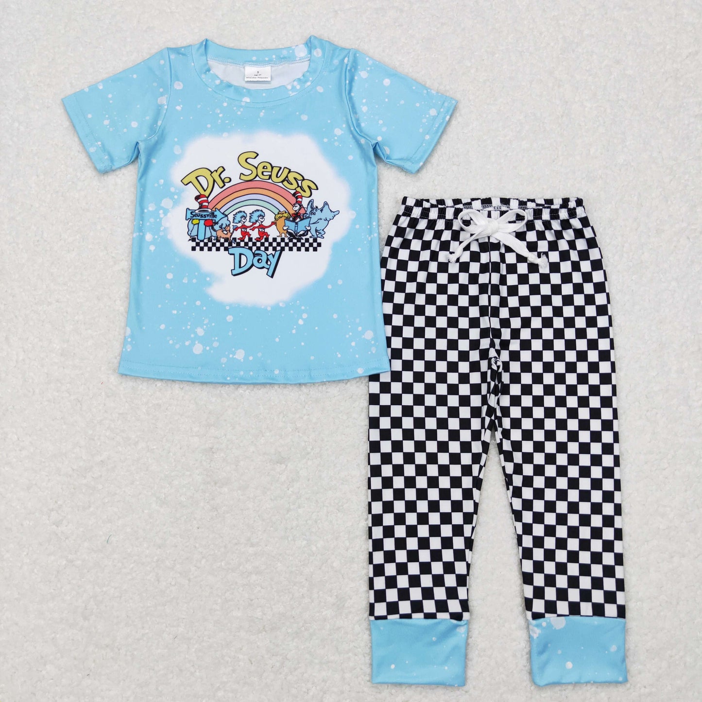 Sibling Baby Boys Girls Dr Reading Black Checker Pants Set