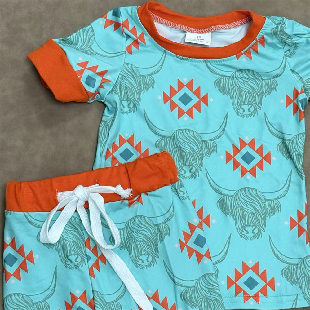 Sibling Toddler Boys Western Short Sleeve Top Pajama Set