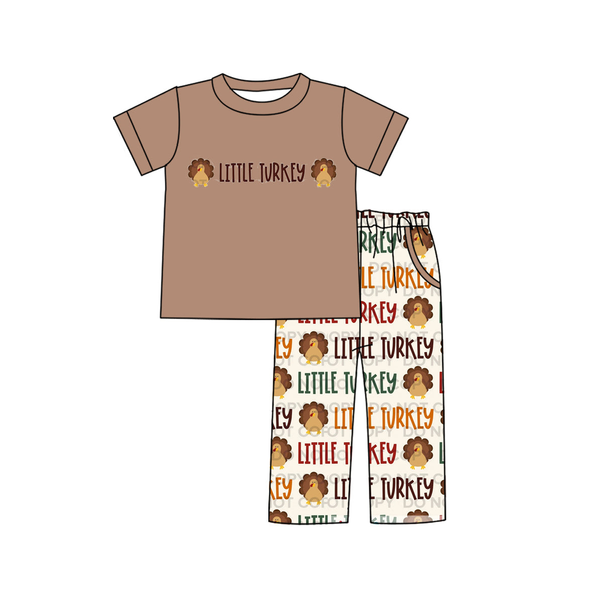 Little Turkey Boys Thanksgiving Pants Set Pre-order