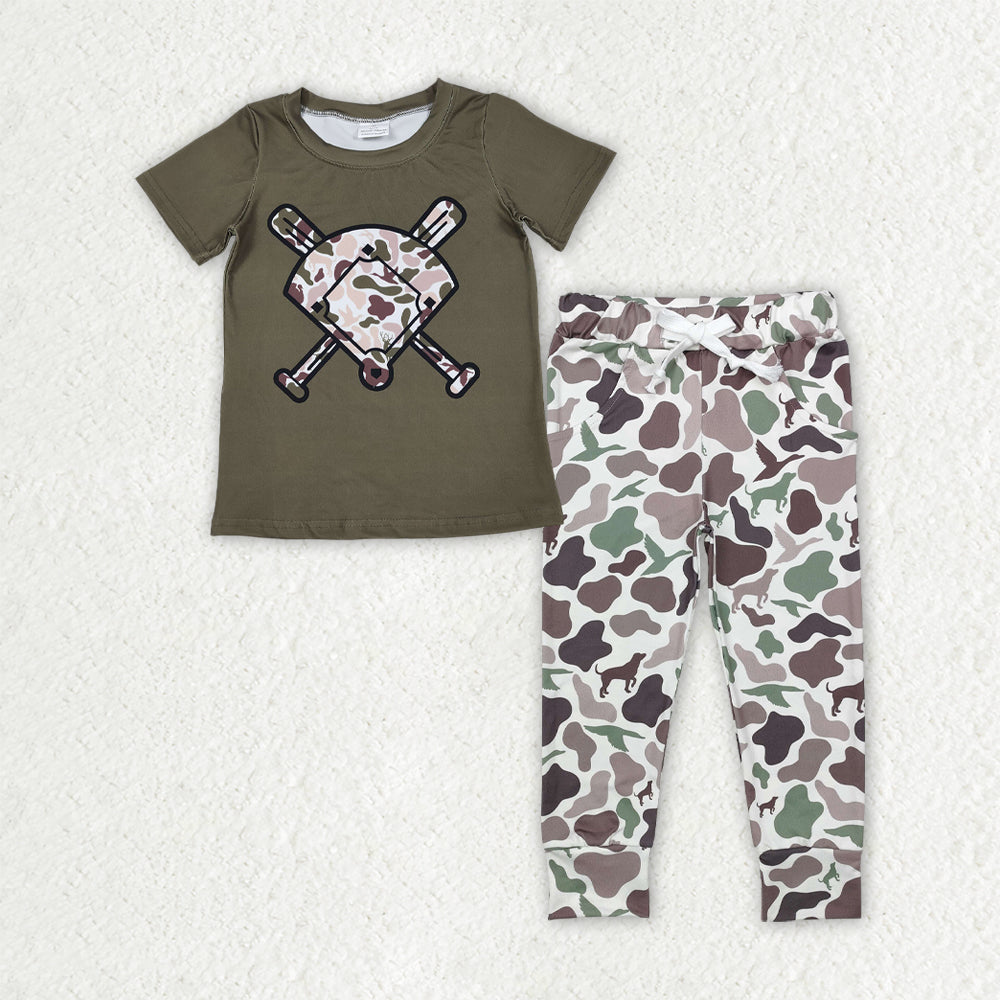 BSPO0658 Baby Boys Baseball Hunting Camo Jogger Set
