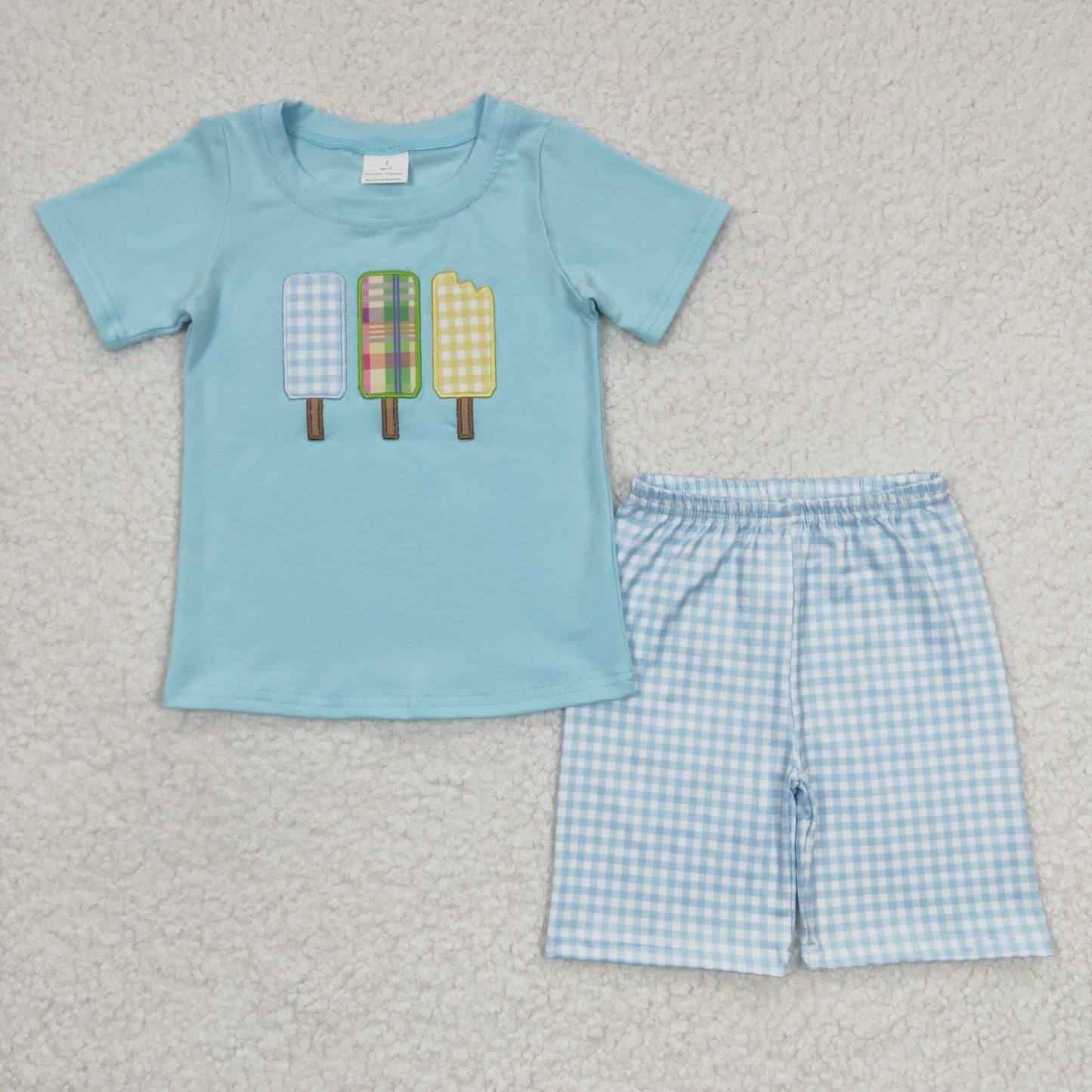 Baby Boys Embroidery Popsicle Summer Shorts Set
