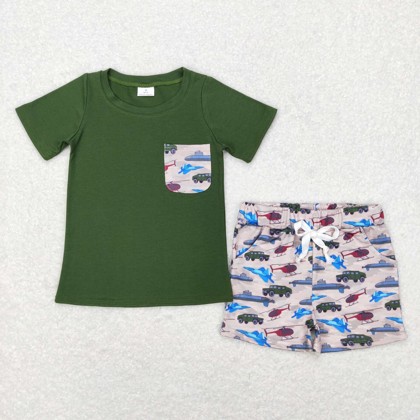 Sibling Baby Boys Pocket Cotton Top Shorts Outfit