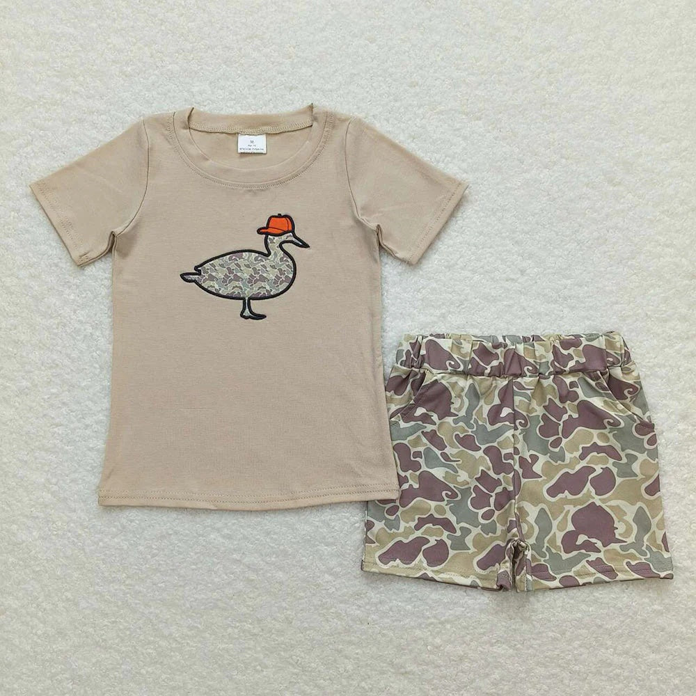 Sibling Baby Boys Embroidery Ducks Top With Shorts Clothes Sets