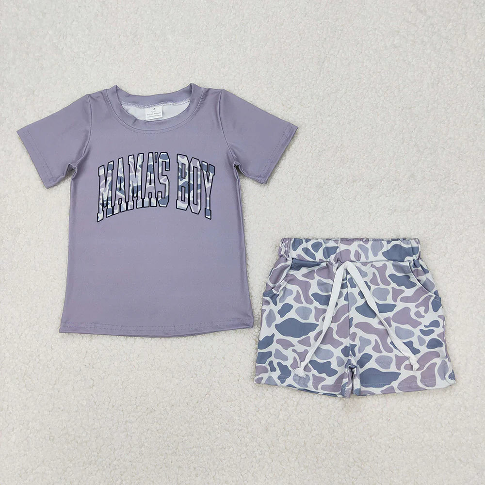 Sibling Baby Boys Mama's Boy Tops Camouflage Shorts Outfits