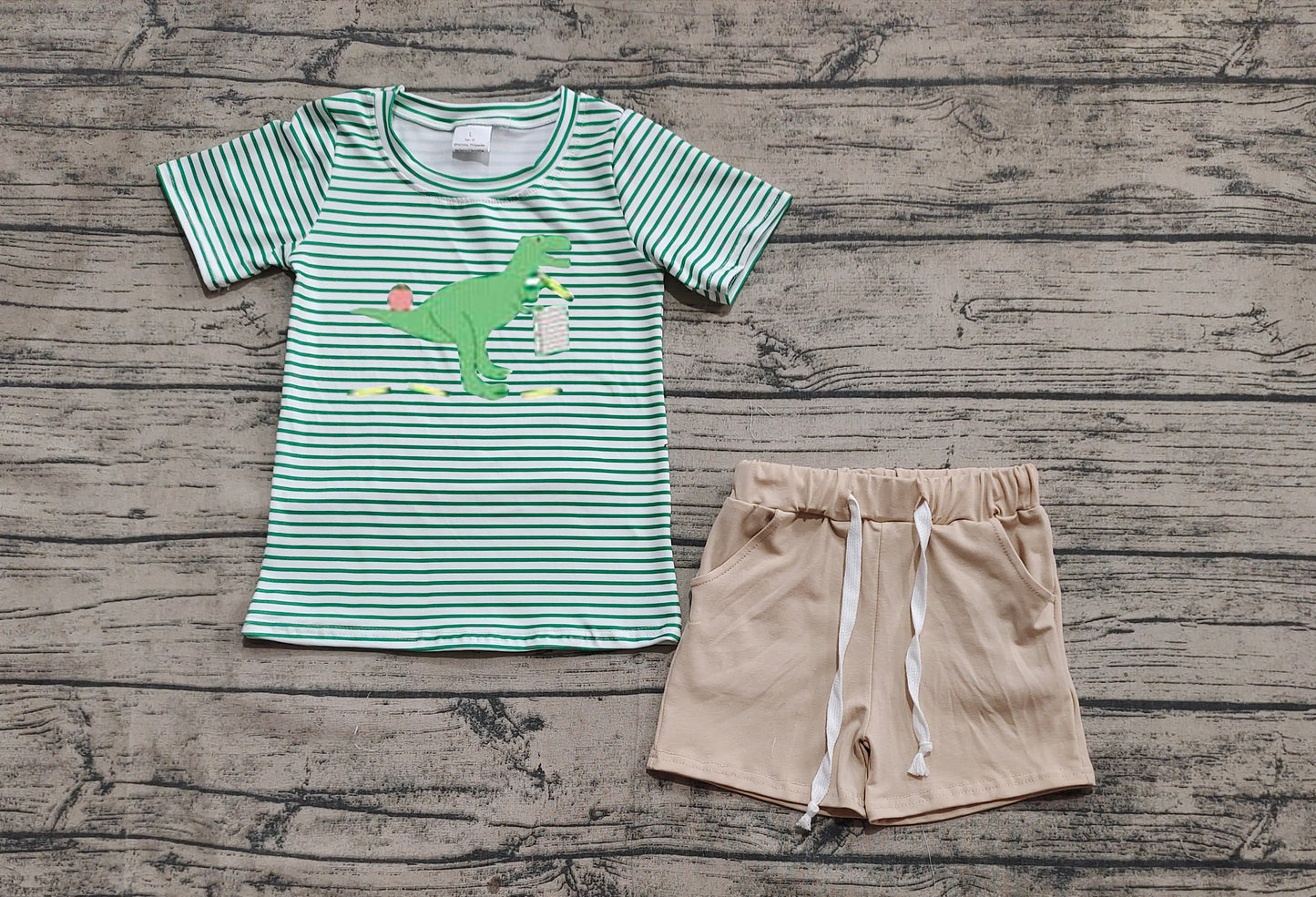 BSSO1416 Baby Boys Back To School Dinosaur Shorts Set Preorder
