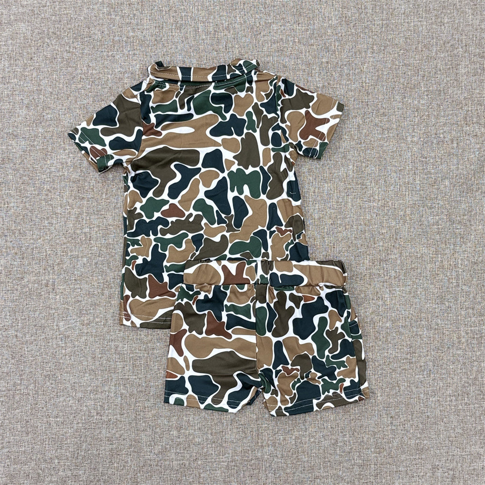 Mommy and Me Camo Pullover Top and Shorts Set