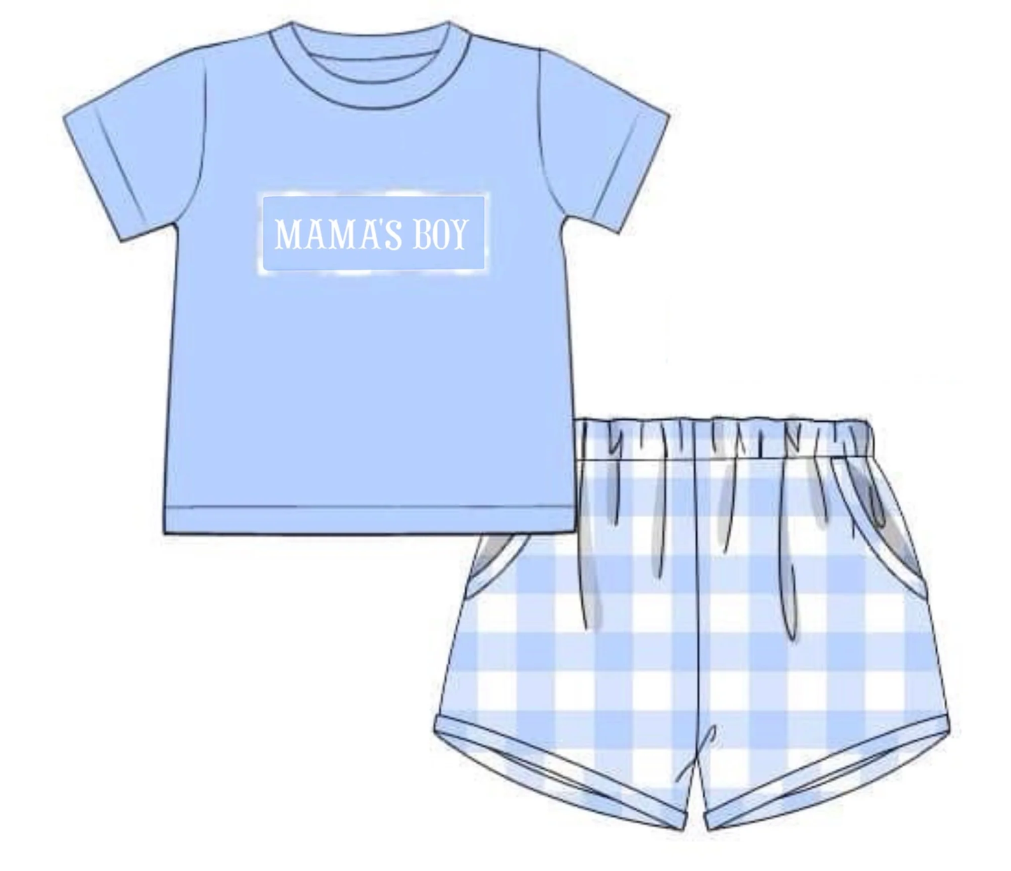 BSSO1691 Mama's Boy Blue Shorts Set Preorder